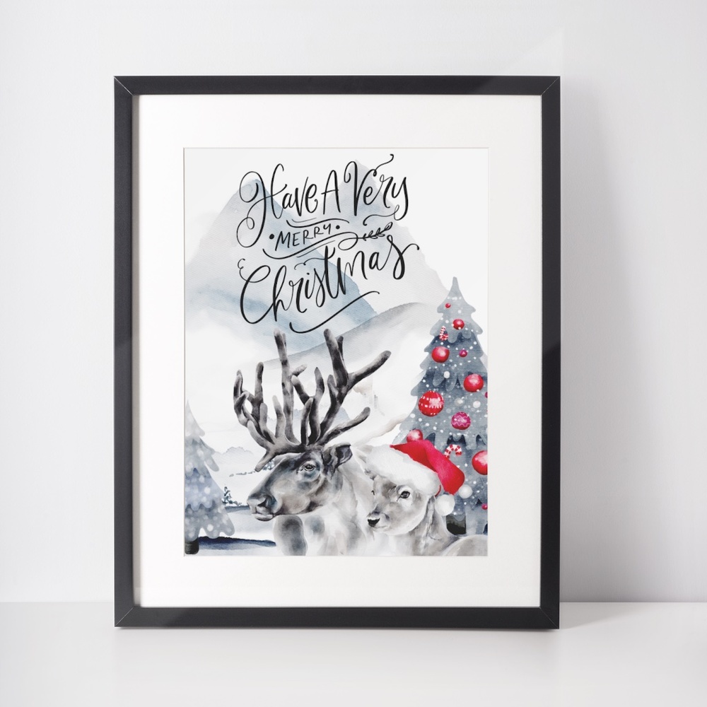 Watercolor Christmas Wall Art Illustration Print Poster Unframed - Picture 3 of 6